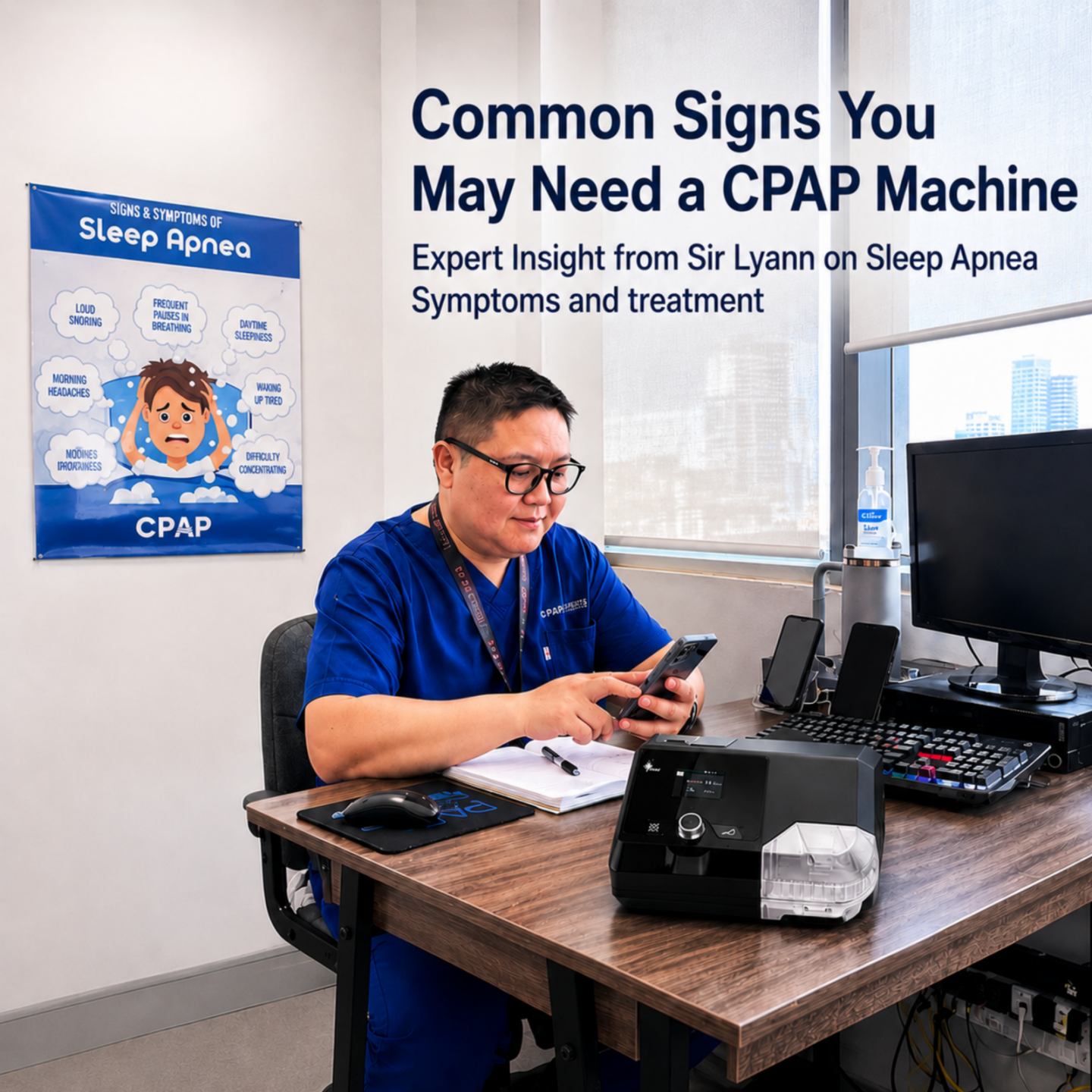 Sir Lyann discussing sleep apnea symptoms and CPAP therapy with a BMC G2S A20 Advance CPAP Machine at CPAP Experts Philippines clinic.